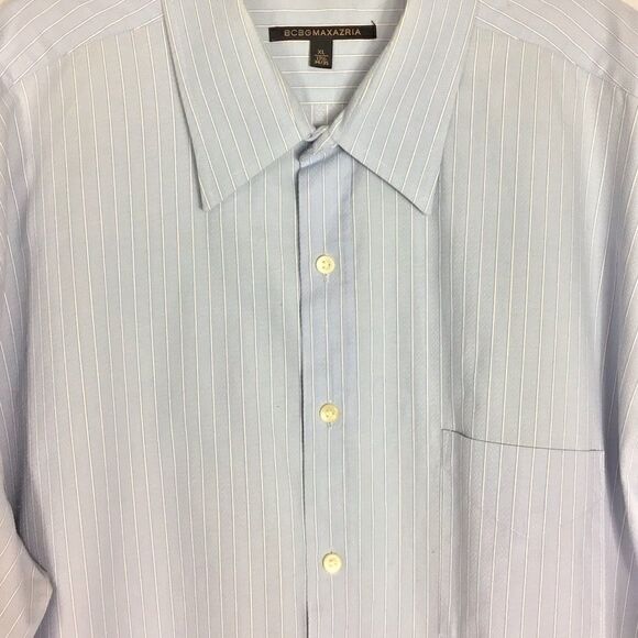 BCBG MAXAZRIA Blue Pinstriped Up Down Shirt XL17.5 - Picture 5 of 5